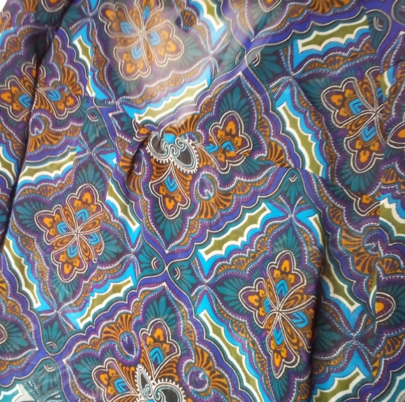 Status Chenault Sheer Mandarin Collar Hi-low Top Sz 10 3 buttons + button… - Picture 5 of 5